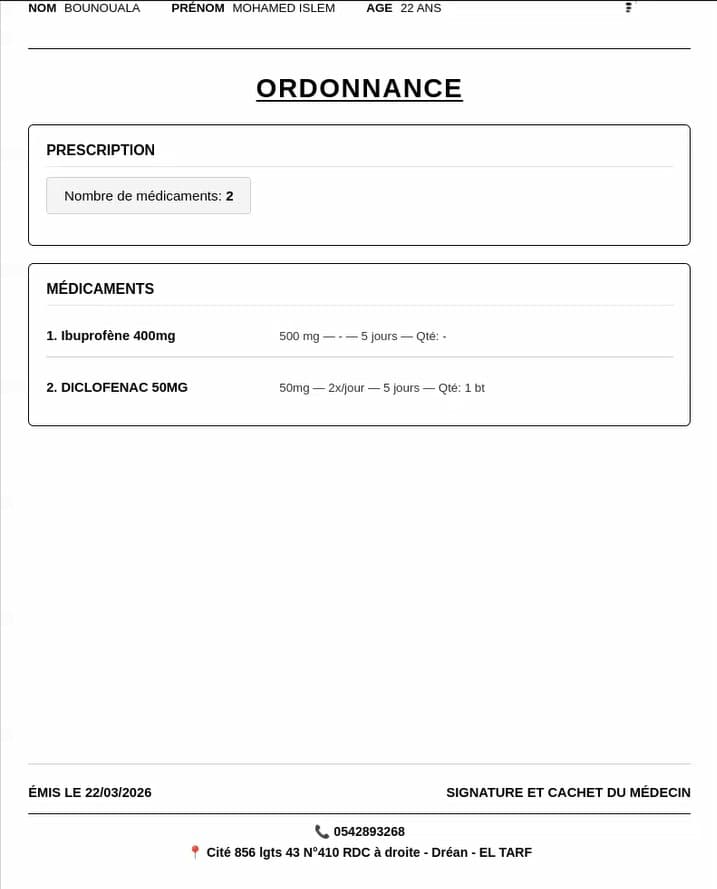 Ordonnance imprimable MedCareSO